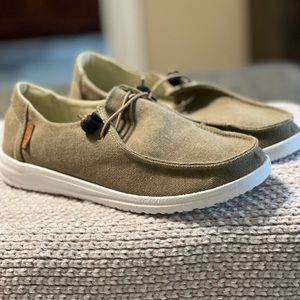 Corkeys Khaki Sophia slip on boat shoe 8